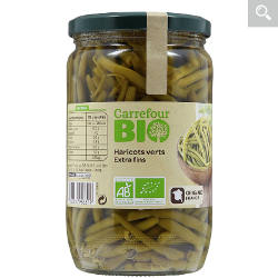 Rappel de bocaux de haricots verts Carrefour Bio
