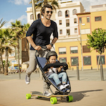 Longboardstroller : la poussette sur skate de Quinny 